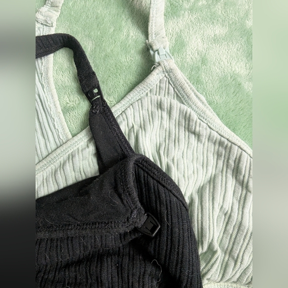 Auden Women's Nursing Bralette Mint Green And Black Large - Picture 2 of 6